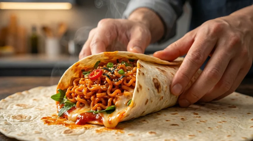 Gandum Tortilla Dengan Variasi Isian Dari Burrito